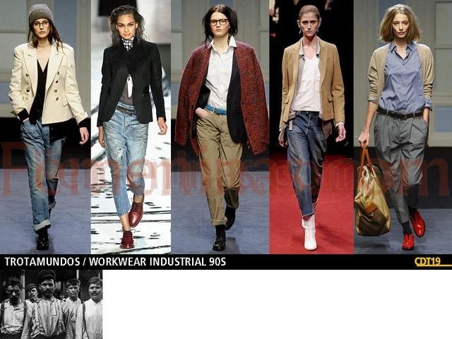 Para el look trotamundo vemos que la moda sera usar un estilo de prendas tal como si fuera ropa de trabajo industrial